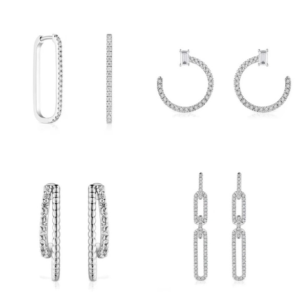 Tous Silver Iced Loops Long Bear Dangle Earrings - Picture 5 of 16